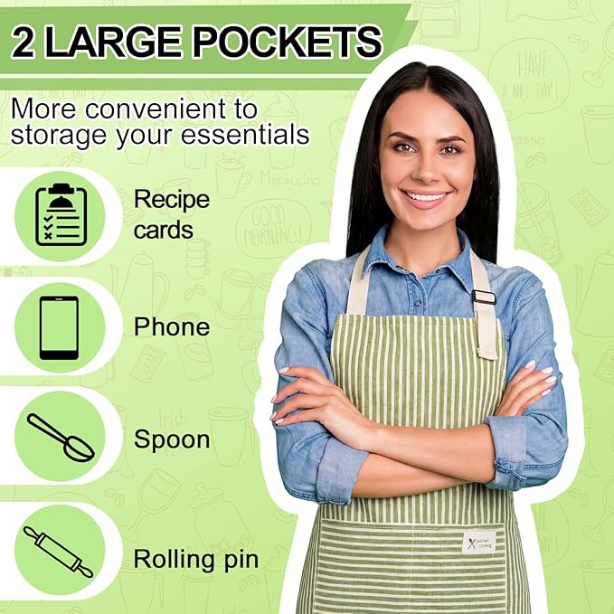 Janmercy 24 Pcs Aprons for Women Men with 2 Pockets Linen Cooking Kitchen Apron Adjustable Bib Chef Apron Bulk Aprons Unisex