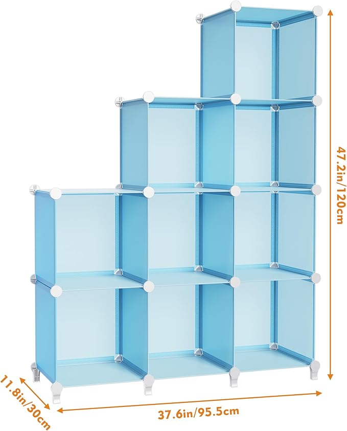 HOMIDEC Closet Organizers and Storage, 9 Cube Storage Organizer, Portable Closet Organizer Storage Cubes Shelves, Blue - Image 3