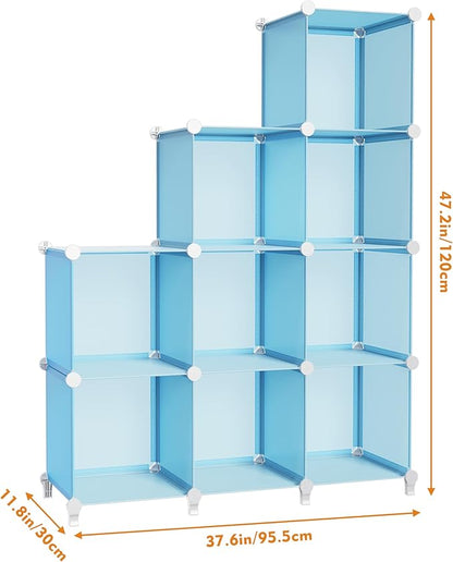 HOMIDEC Closet Organizers and Storage, 9 Cube Storage Organizer, Portable Closet Organizer Storage Cubes Shelves, Blue - Image 3