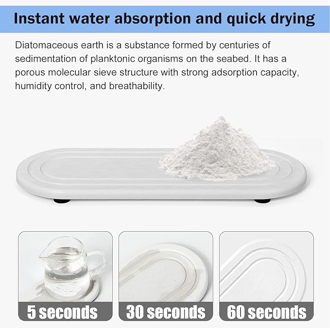 2PCS Water Absorbing Stone Tray, Fast Drying Diatomite Stone Sink Tray, Water Absorbent Diatomite Coasters, Stones Soap Trays for Kitchen Sink, Bathroom Counter Hand Soap Dish & Holders - Image 4