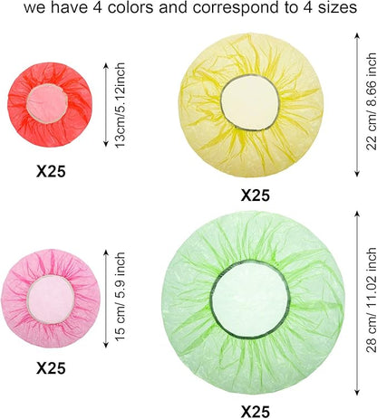 Boao 100 Pcs Reusable Bowl Covers 4 Size Plastic Color Elastic Wrap for Food Storage Fresh Keeping Food Bowl Cover Lid for Dish Plate Cup Bread Proofing for Family Outdoor Picnic Sourdough Baking - Image 4