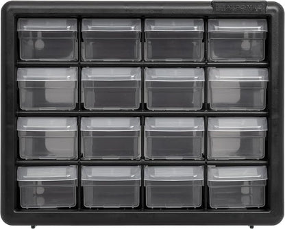 Akro-Mils 16-Drawer Plastic Drawer Storage Cabinet for Garage Organization, Beads, Makeup Organizer, Building Bricks Storage, Teacher Toolbox, 10-1/2" W x 6-1/2" D x 8-1/2" H, 10116 Black - Image 16