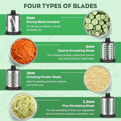 Stainless Steel Slicer Shredder Attachment for KitchenAid Stand Mixer, Includes Cheese Grater,Grinding Powder,Vegetable Slicer Shredder for KitchenAid cheese grater attachments with 4 Blades by HOZODO - Image 4
