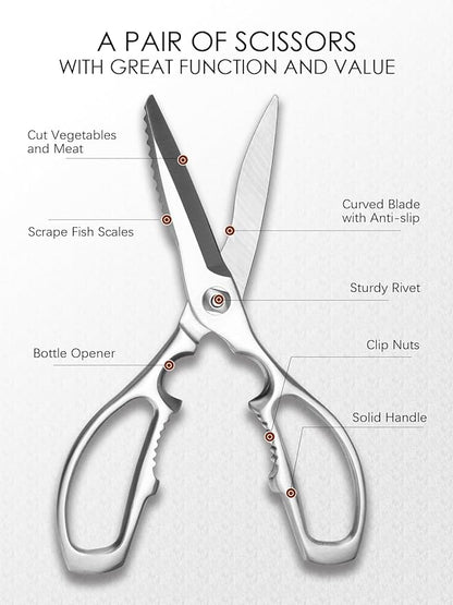 Kitchen Scissors, Forged Stainless Steel Heavy Duty Kitchen Shears, Dishwasher Safe Cooking Scissors for Meat, Poultry & Vegetables - Image 3