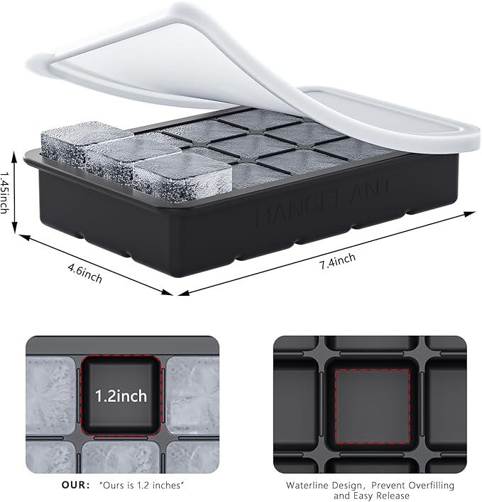 Silicone Ice Cube Tray 3 Pack, HANCELANT Ice Cube Mold, Ice Trays for Freezer with Lid for Whiskey, Baby Food, BPA Free, Easy Release - Image 5