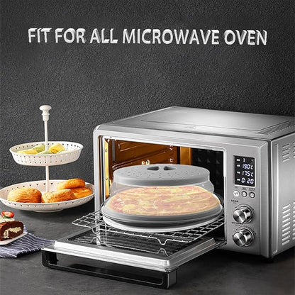 Microwave Splatter Cover Collapsible Microwave Cover for Food, Easy Grip Fruit Drainer BPA-Free Dishwasher Safe 10.5 inch,Grey - Image 2