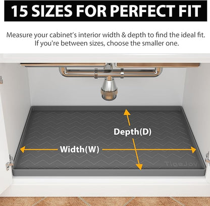 TigeJoy Under Sink Mats for Kitchen Waterproof, Leak-Proof Silicone Mat Sink Protector and Cabinet Liner, Kitchen Essentials Organizer and Storage 31" x 22" Light Grey