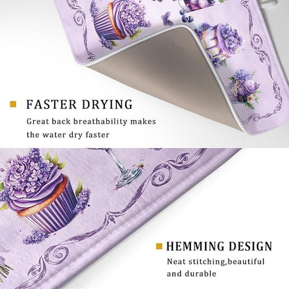 Purple Coffee Matt for Counter Sweet Dish Drying Mats for Dessert Lover Large Size Absorbent 18 X 24 In - Image 3