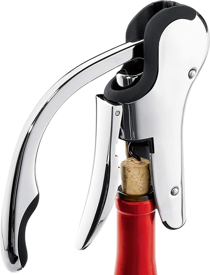 Stainless Steel Wine Opener Compact Vertical Corkscrew Wine Bottle Opener with Foil Cutter - Image 4