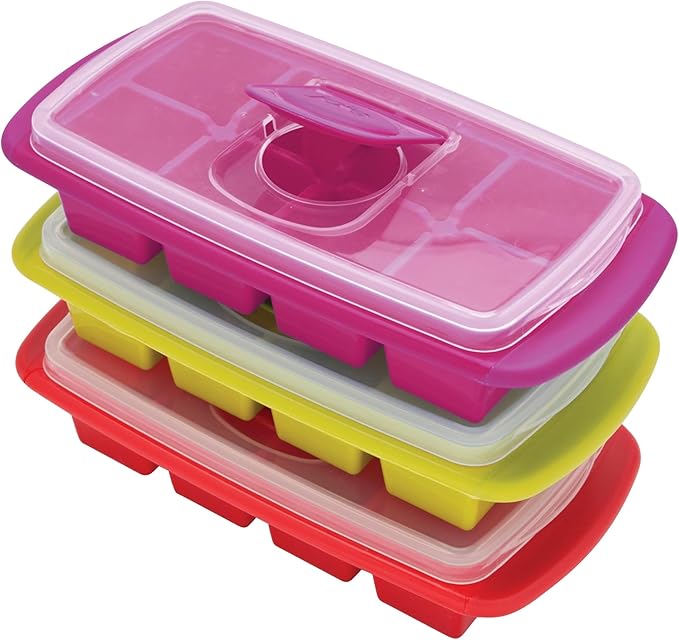 Joie Extra Large Ice Cube Tray, Covered and Stackable, No-Spill Removable Lid, Pop Open Door for Easy Refills, Keeps Ice Fresh, Freezer Durable, Dishwasher Safe, Colors May Vary - Image 3