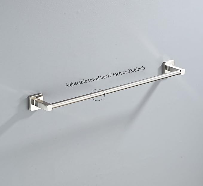 Brushed Nickel Bathroom Hardware Set 4 Pieces,Bathroom Accessories Set Stainless Steel Wall Mounted, Hand Towel Bar, Towel Ring, Robe Towel Hooks,Toilet Paper Holder,Towel Bar Set, 23.6 Inch - Image 3