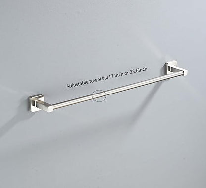 Brushed Nickel Bathroom Hardware Set 4 Pieces,Bathroom Accessories Set Stainless Steel Wall Mounted, Hand Towel Bar, Towel Ring, Robe Towel Hooks,Toilet Paper Holder,Towel Bar Set, 23.6 Inch - Image 3