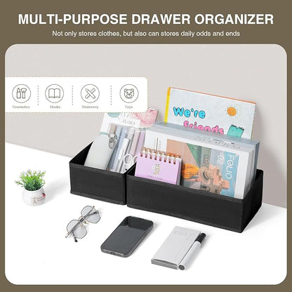 DIMJ Drawer Organizers - Set of 4 Foldable Closet Dividers for Baby Clothes, Socks, Belt, Tie (Black) - Image 3