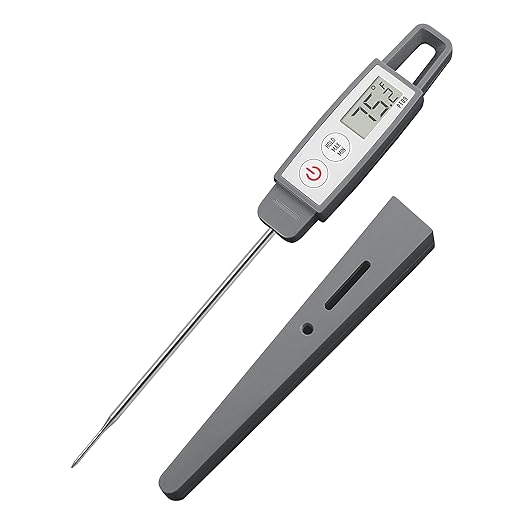 Lavatools PT09 Super-Quick Commercial Grade Digital Thermometer for Cooking, Meat, Candy, Candle, Liquid, Oil, 4.5" Compact Probe, Splash Proof, °C/°F Toggle, Hold Function - Sesame by Lavatools