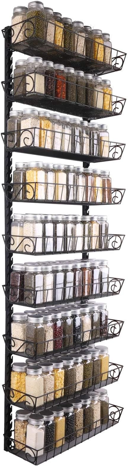 SWOMMOLY Adjustable Wall Mount Spice Rack, 9-Tier Dual-use (Multi-use) Organizer, Black - Image 5