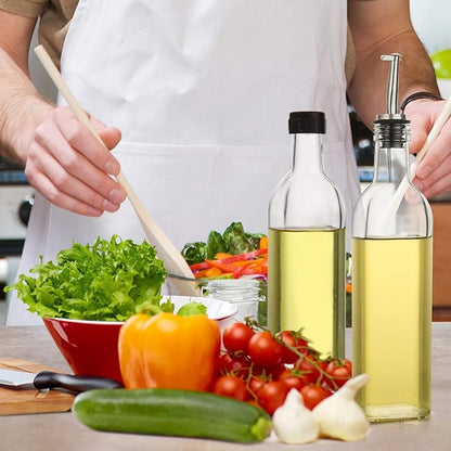 AOZITA [2 PACK] 17 oz Glass Olive Oil Dispenser Bottle Set - 500ml Clear Oil & Vinegar Cruet Bottle with Pourers, Funnel and Labels - Image 6