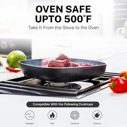 GRANITESTONE 20 Pc Complete Pots and Pans Set Non Stick Cookware Set with Saute Pan, Bakeware, Steamer, Cooking Utensils, Made Without PFOA PFOS, Oven and Dishwasher Safe