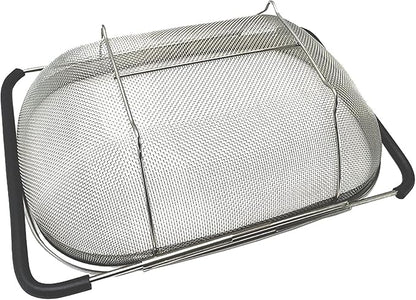 Over The Sink Stainless Steel Oval Colander with Expandable Rubber Grip Handles Strainers, Fine Mesh Strainer Basket Kitchen 6 Quarts Colander for Strain, Drain, Rinse Fruits, Vegetables - Image 4