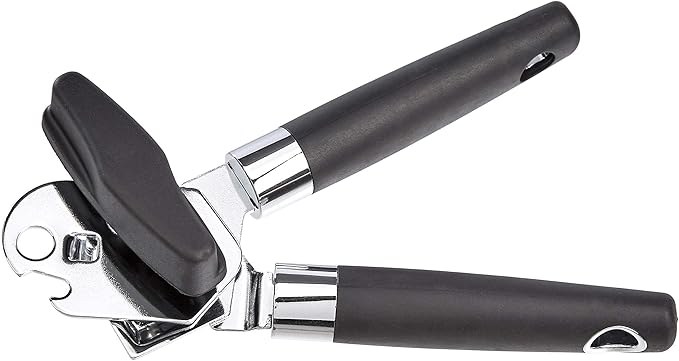 Amazon Basics Multi-function Manual Can Opener and Bottle Opener with Soft Grip Dual Handle, 22 cm, Black
