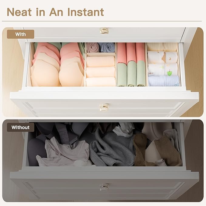 Criusia Drawer Organizer Clothes, 24 Pack Dresser Organizer for Baby Clothes, Underwear, Sock- Foldable Closet Organization and Storage Dividers Bins for Nursery, Bedroom and Dorm (Beige) - Image 4