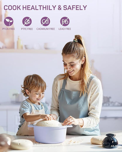 Ciwete Enameled Cast Iron Dutch Oven – 4.4 Quart Pot with Lid & Potholders – Heavy-Duty Cookware for Bread Baking, Braising, Stews & Roasting – Oven & Stovetop Safe up to 500°F – Purple