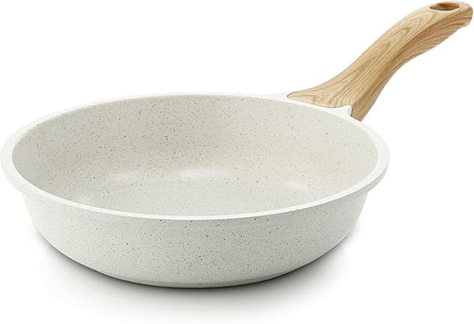 SENSARTE Nonstick Ceramic Frying Pan Skillet, 8-Inch Omelet Pan, Healthy Non Toxic Chef Pan, Induction Compatible Egg Pan with Heat Resistant Handle, PFAS-Free, White by SENSARTE