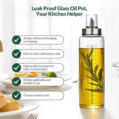 hotder Oil Bottles, Olive Oil Dispenser, Oil Dispenser Bottles, Oil Dispenser, Oil Dispenser Bottle for Kitchen, Glass Oil Bottle 500ml, Easy Refill & Cleaning Non-Drip Spout (450ML) - Image 9