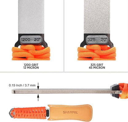 SHARPAL 181N Dual-Grit Diamond Sharpening Stone File Garden Tool Knife Sharpener with Leather Strop Coarse 325 / Extra Fine 1200 Grit for Lawn Mower Blade, Axe, Hatchet, Hedge Shears, Chisels, Drills - Image 4