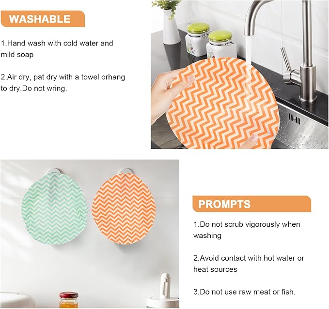Reusable Bowl Covers for Bread Proofing（2 Large）- Cotton Beeswax Bowl Covers Reusable with Elastic Rim, Sourdough Bowl Cover for Food Storage and Food Preservation (10INCH)(wavy)