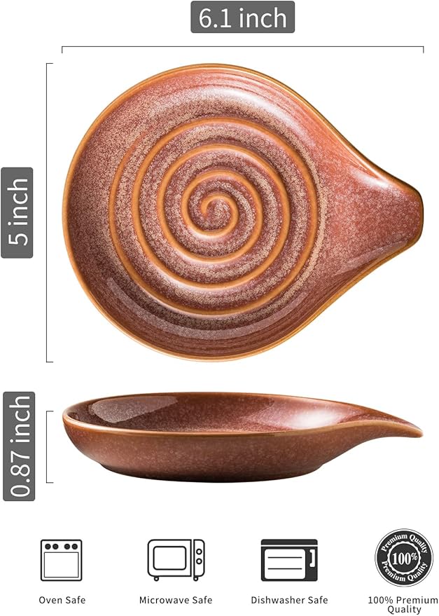 LAUCHUH Spoon Rest for Stove Top, 5" Ceramic Spoon Holder for Kitchen Counter Large Utensil Rest Farmhouse Kitchen Decor for Mother's Day, Ladle, Cooking Spoons, Spatula, Tongs, Kiln-Transformed Red