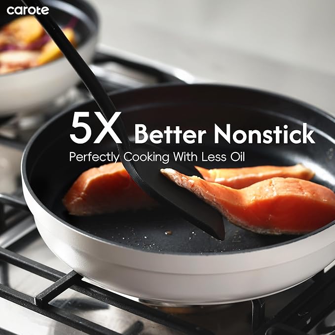 CAROTE 22pcs Pots and Pans Set Non Stick, Detachable Handle Cookware Set White, RV Cooking Set, Dishwasher/Oven/Fridge Safe, Pot and Pan Set, Induction Cookware - Image 3