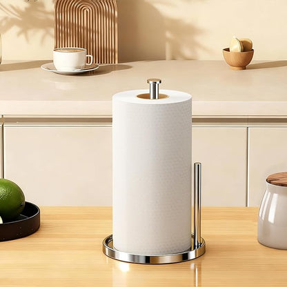 Paper Towel Holder Countertop, Standing Paper Roll Holder with Anti Slip Weighted Base, Stainless Steel Freestanding Paper Towel Holder for Kitchen, Chrome - Image 7