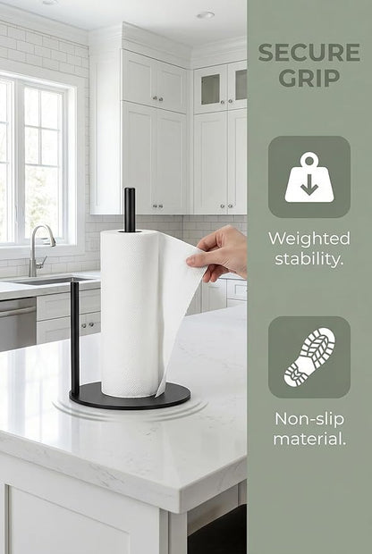 Paper Towel Holder,Stainless Steel Paper Towel Holder Countertop for Kitchen，Black - Image 3