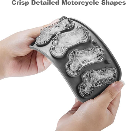 Nax Caki 3D Motorcycle Ice Cube Tray, Large Silicone Fun Shapes Ice Cube Mold for Whiskey, Cocktails, Bourbon, Motorcycle Gifts for Men Holiday Stocking Stuffers