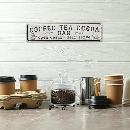 Coffee Signs for Wall, Coffee Tea Cocoa Bar Sign, Retro Metal Tin Sign, Vintage Coffees Bar Decor, Home Decor for Kitchen, Coffees Corner Decoration, Decorative Metal Wall Signs 15.8x4 Inches - Image 4