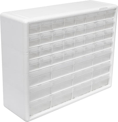 Akro-Mils 44-Drawer Plastic Drawer Storage Cabinet for Garage Organization, Bead Organizer, Building Bricks Storage, Teacher Toolbox, Makeup Organizer, 20" W x 6" D x 16" H, 10144 White by Akro-Mils