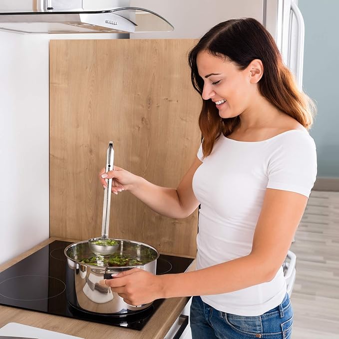 meekoo Stainless Steel Ladle Soup Handle Ladle with Pouring Rim for Kitchen Cooking Soup Sauce - Image 4