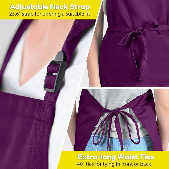 ROTANET Extra Large Apron for Men Adjustable Bib Aprons with 2 Pockets Cooking Kitchen Women Chef Water & Oil Resistant - Image 5