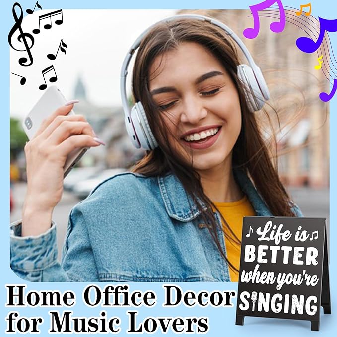 Life Is Better When You're Singing Music Desk Sign for Home Office Workspace Cute Music Decor Room Decorations Accessories for Women - Image 6