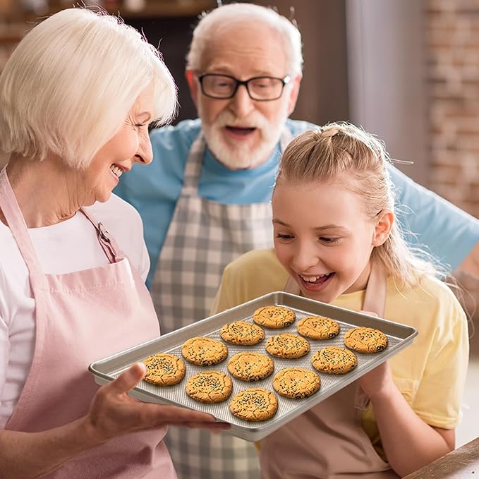 GIUOIDUO 2 Pack Half Sheet Baking Pans,Commercial Quality Baking Sheet Pan Set,Carbon Steel Cooking Pans, Non Stick Baking Sheet for Oven,Large Thick Cookie Tray Pans for Baking（17.5 * 11.8 * 1inch） - Image 6