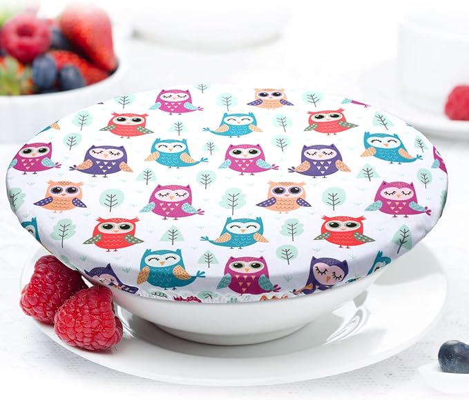 Patelai 10 Pcs Bowl Covers Reusable in 5 Size Stretch Cloth Fabric Elastic Food Storage Bowl Covers Bread Sourdough Lids for Proofing Food Fruits Leftover(Multicolor,Cute Style) - Image 3
