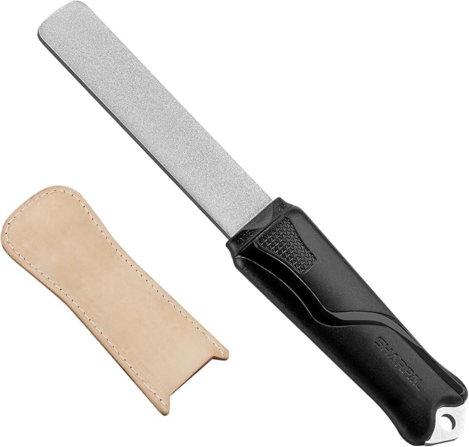 SHARPAL 127N Dual-Grit Diamond Sharpening Stone File Garden Tool Knife Sharpener with Leather Strop Coarse 325 / Extra Fine 1200 Grit for Lawn Mower Blade, Axe, Hatchet, Hedge Shears, Chisels, Drills by SHARPAL