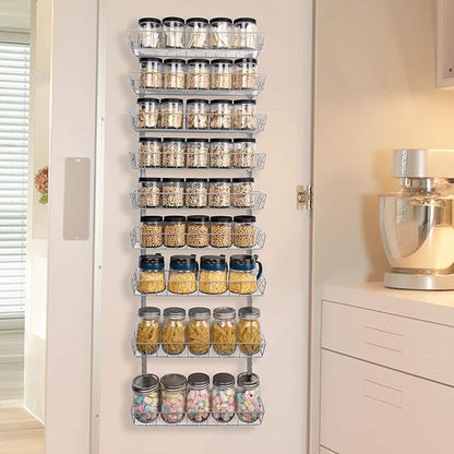SWOMMOLY Adjustable Wall Mount Spice Rack, 9-Tier Dual-use (Multi-use) Organizer, Silver - Image 5