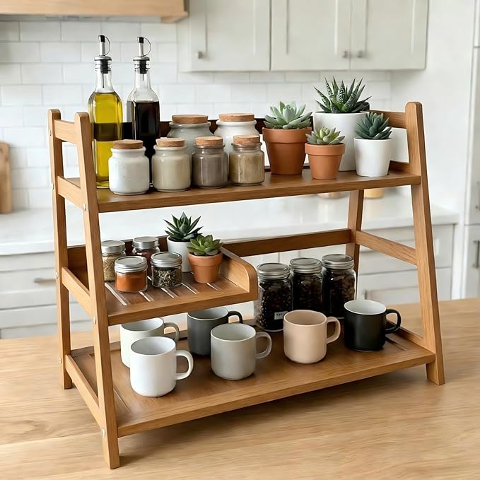 3 Tier Bamboo Matcha Station, coffee station organizer Shelf with Drawer for Kitchen Countertop, Tea Bar - Matcha Powder, Tools & Cup Organizer for Matcha Lovers, Home Baristas. - Image 4
