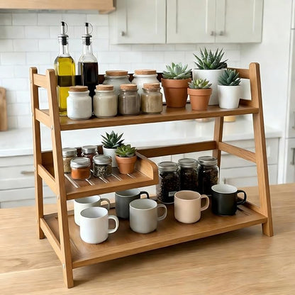 3 Tier Bamboo Matcha Station, coffee station organizer Shelf with Drawer for Kitchen Countertop, Tea Bar - Matcha Powder, Tools & Cup Organizer for Matcha Lovers, Home Baristas. - Image 4