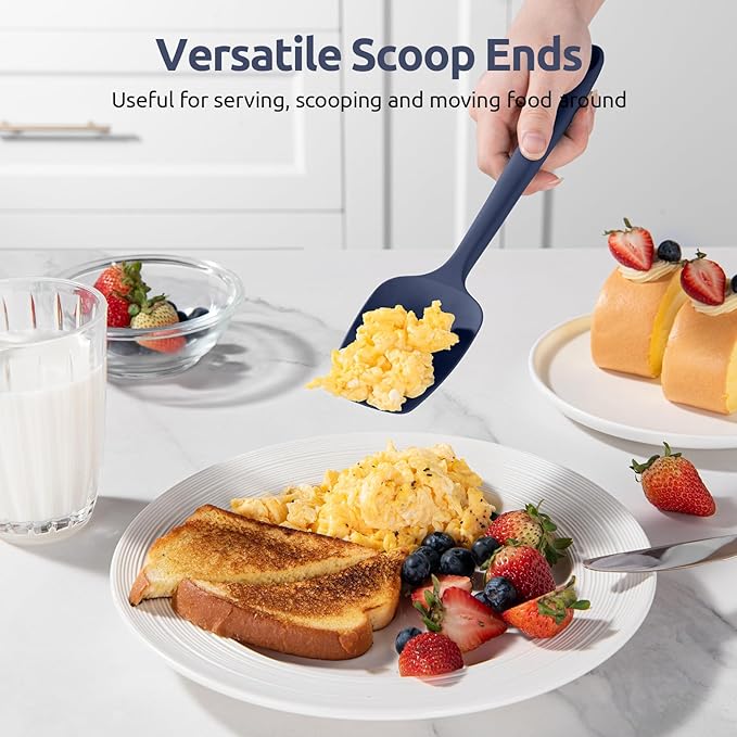 Heat Resistant Silicone Spatula Set: U-Taste 600ºF High Temp Seamless Food Grade Food Grade Flexible Rubber Silicon Kitchen Cooking Mixing Baking Scraper for Nonstick Cookware Set of 4 (Midnight Blue) - Image 8