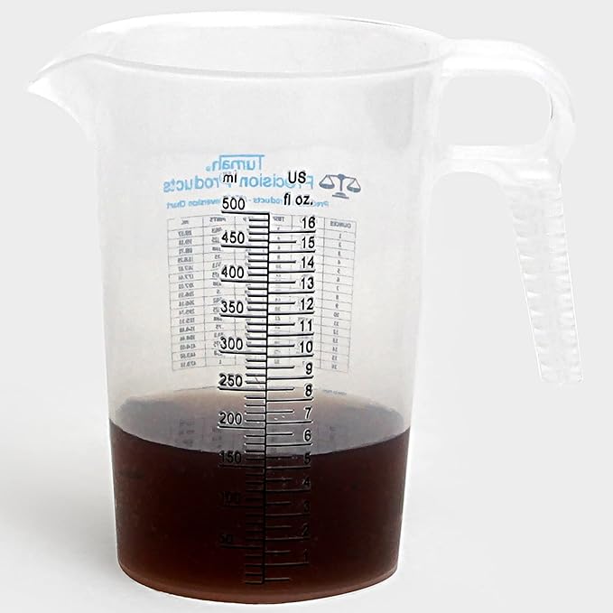16oz, 1 Pint (2 cup) Measure Pitcher - Convenient Conversion Chart – Multi Purpose Food Grade Great for Cooking, Hobbies, Shop Oil, Fluids, Pool Spa and Lawn with High Chemical Resistance by Turnah by Turnah