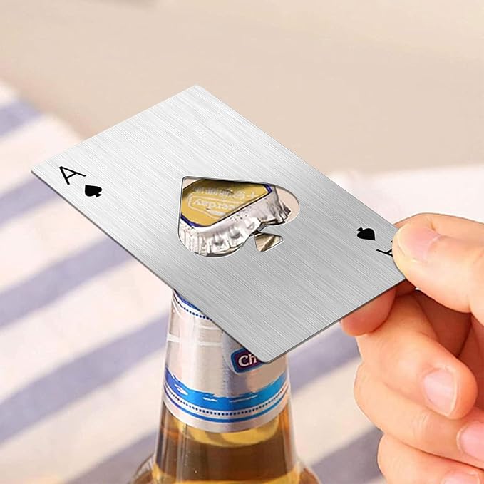 Ace Of Spades Bottle Opener Credit Card Size Pocker Cap Opener Portable Stainless Steel Can Opener (4 Pack Silver) - Image 7