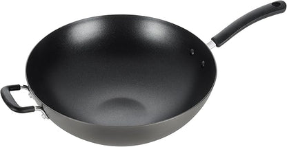 T-Fal Ultimate Hard Anodized Nonstick Wok 14 Inch, Oven Broiler Safe 350F, Non Stick Stir-Fry Pan, Cookware, Pots and Pans, Kitchen, Versatile Deep Frying, Sauté, Braise, Stew, Dishwasher Safe, Onyx by T-falbrand