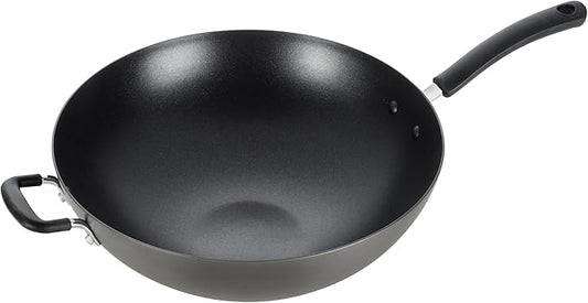 T-Fal Ultimate Hard Anodized Nonstick Wok 14 Inch, Oven Broiler Safe 350F, Non Stick Stir-Fry Pan, Cookware, Pots and Pans, Kitchen, Versatile Deep Frying, Sauté, Braise, Stew, Dishwasher Safe, Onyx by T-falbrand